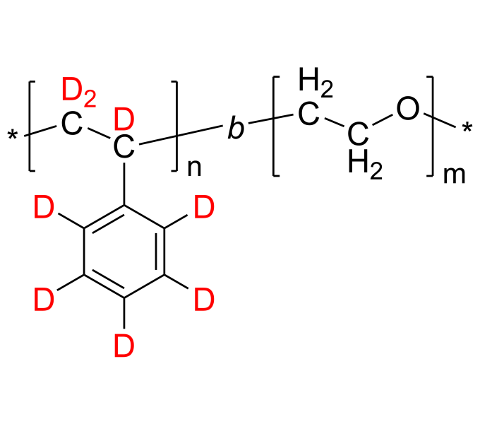 dPS-PEO 聚(氘化苯乙烯-d8)-聚乙二醇 氘化二嵌段共聚物 Poly(deuterated styrene-d8)-b-poly(ethylene oxide), by ATRP