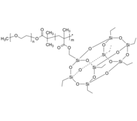 PEO-P(POSSEtMA) 聚乙二醇-聚(七乙基笼型聚倍半硅氧烷基甲基-甲基丙烯酸酯) 两亲性二嵌段共聚物