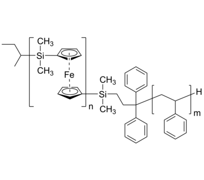 PFES-P2VP 聚二茂铁二甲基硅烷-聚(2-乙烯基吡啶) 二嵌段共聚物 Poly(ferrocenyl dimethyl silane)-b-poly(2-vinyl pyridine)