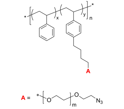 PSEON3comb/PS-g-PEO-N3 聚苯乙烯-聚乙二醇-叠氮基 接枝共聚物 Poly(styrene)-graft-poly(ethylene oxide), PEO is azide-t