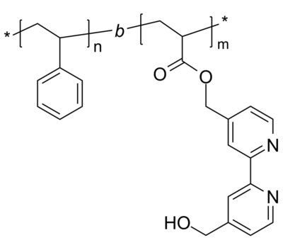 PS-PBPyA 聚苯乙烯-聚((4'-羟甲基-[2,2'-联吡啶]-4-基)丙烯酸甲酯) 两亲性二嵌段共聚物