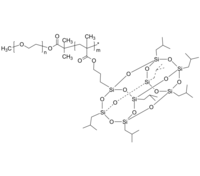 PEO-P(POSSisoBuMA) 聚乙二醇-聚(七异丁基笼型聚倍半硅氧烷基丙基-甲基丙烯酸酯) 两亲性二嵌段共聚物