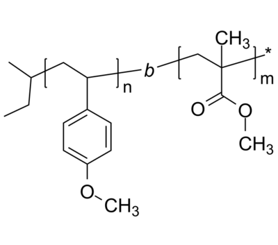 P4MeOS-PMMA 聚(4-甲氧基苯乙烯)-聚甲基丙烯酸甲酯 二嵌段共聚物 Poly(4-methoxystyrene)-b-Poly(methyl methacrylate)