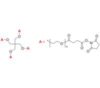 4-Arm PEG-SS 4臂星形-聚乙二醇-琥珀酰亚胺琥珀酸酯 Poly(ethylene oxide), (succinimidyl succinate)-terminated 4-arm